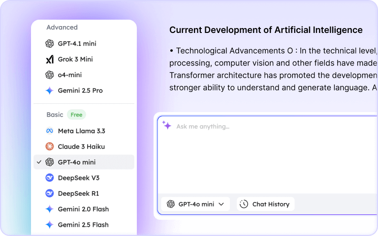 Integriert mit fortschrittlichen KI-Modellen Feature