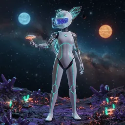 Сци-фай андроид исследователь