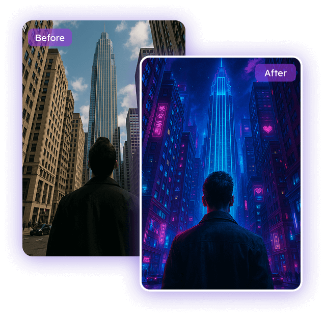 Foto zu Cyberpunk: Fügen Sie jedem Foto kostenlos einen KI Cyberpunk Filter hinzu