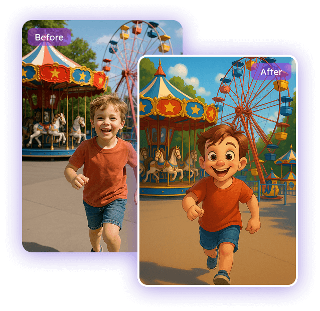 ディズニーへの写真: 写真をディズニーアートに無料でオンライン変換