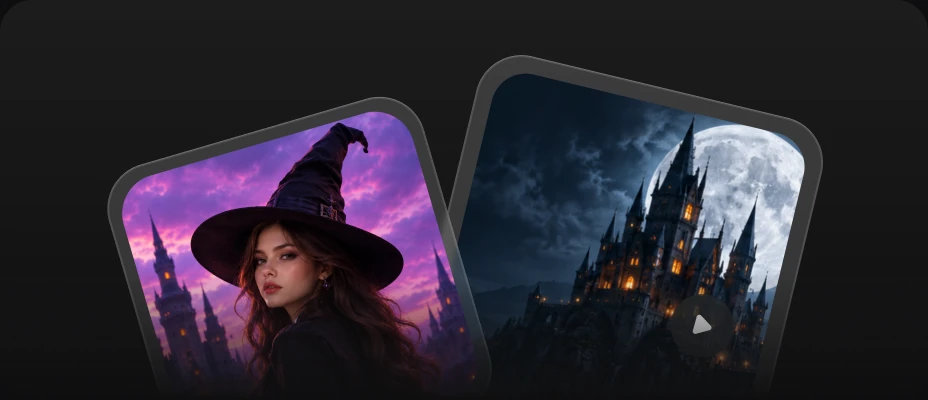 A witch portrait and a moonlit castle as Halloween inspiration