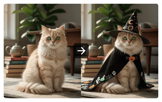 Essayez des costumes d'Halloween pour animaux de compagnie virtuels avec IA, 100 % gratuit