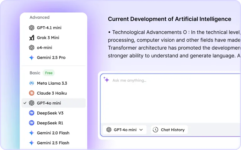 Integrated with Advanced AI Models Feature