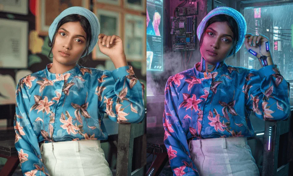 등록 없이 손쉽게 사진을 사이버펑크 아트로 변환하세요