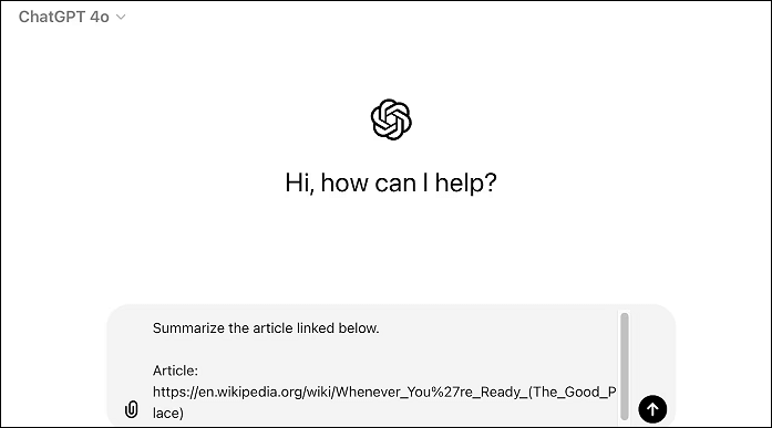 chatgpt enter link and ask summarize