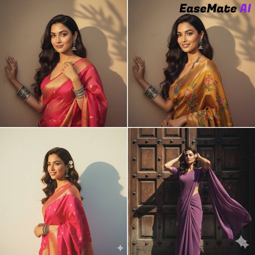 create a saree with nano banana 4 types