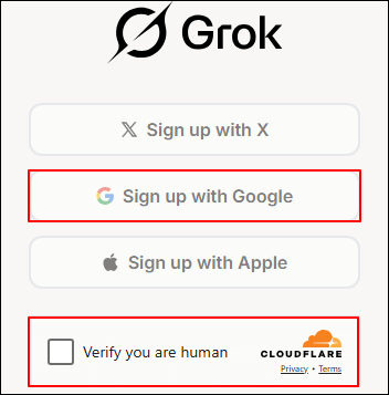 grok sign up google account